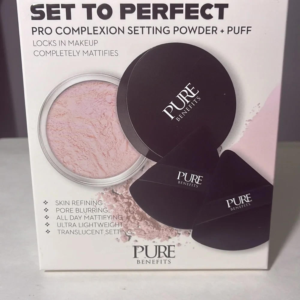 Flawless Set to Perfect Pro Complexion Setting Powder + 2 Black Powder Puffs